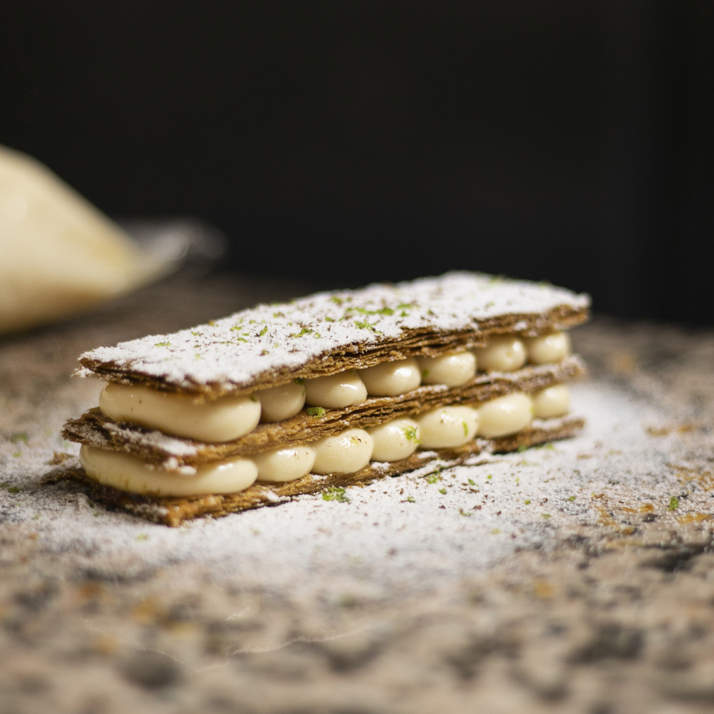 Millefeuille with homemade goat and citrus custard © @f3photostudio/Tasca Silbo Gomero